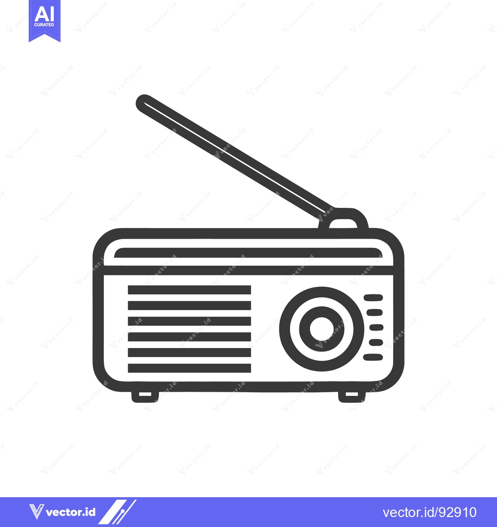 Premium Vector dari Retro Radio Icon: Vintage Style, Bold Outline, Antenna Up