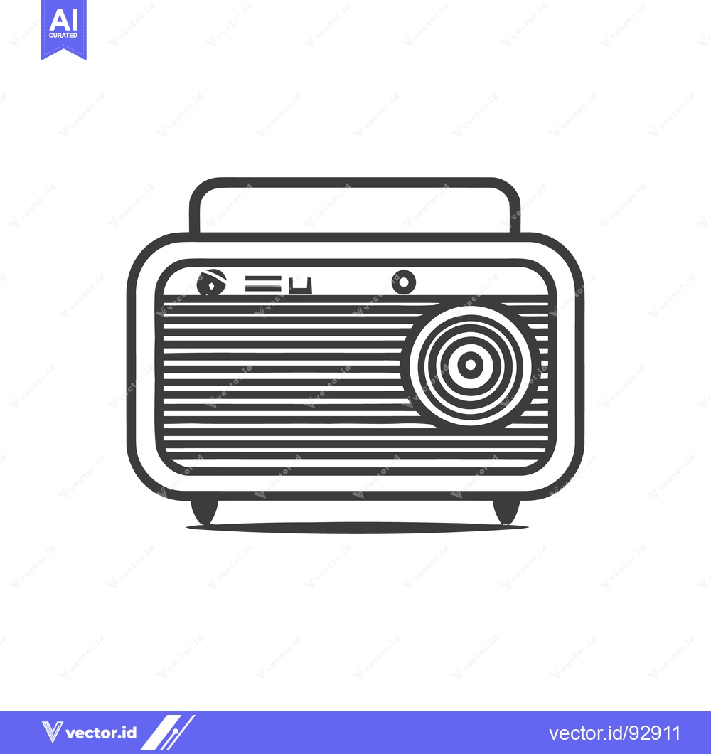 Premium Vector of Retro Radio Icon: Vintage Style Illustration with Concentric Speaker D