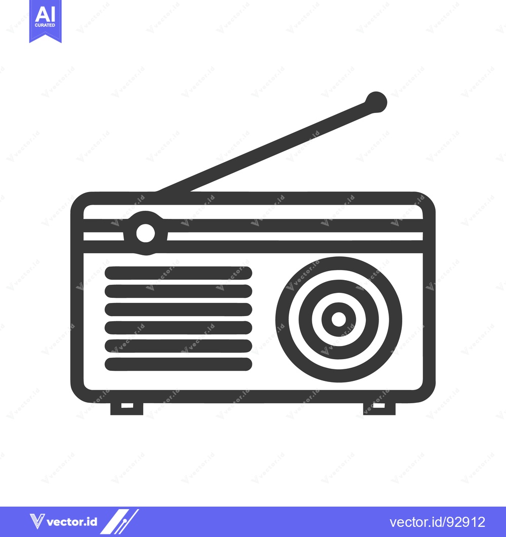 Premium Vector of Retro Radio Icon: Bold Outline, Vintage Design, Minimalist Style