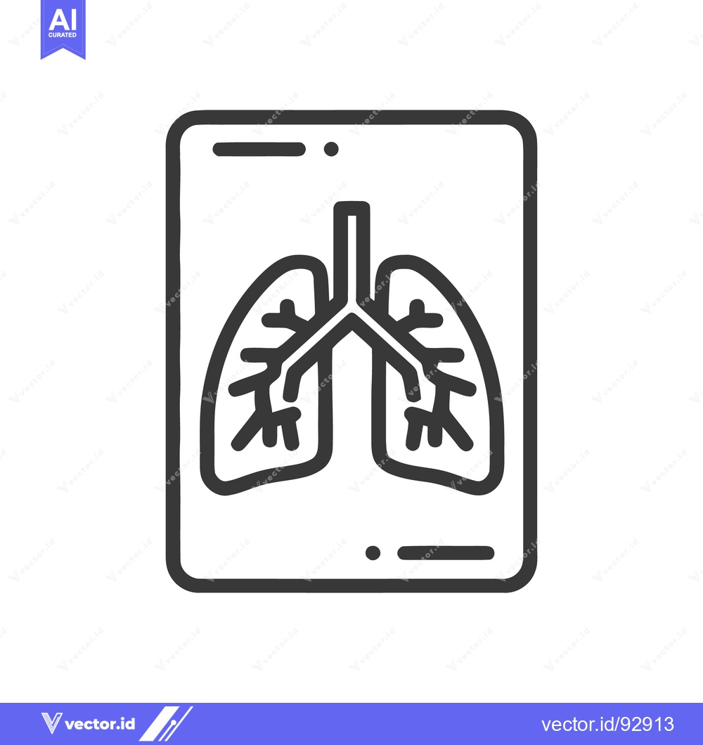 Premium Vector of Minimalist Lung X-Ray Icon: Medical Diagnostic Symbol in Bold Outline