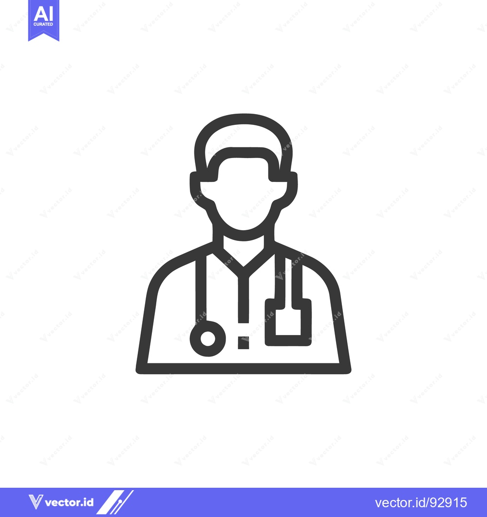 Premium Vector dari Minimalist Doctor Icon: Professional Medical Outline with Stethoscope