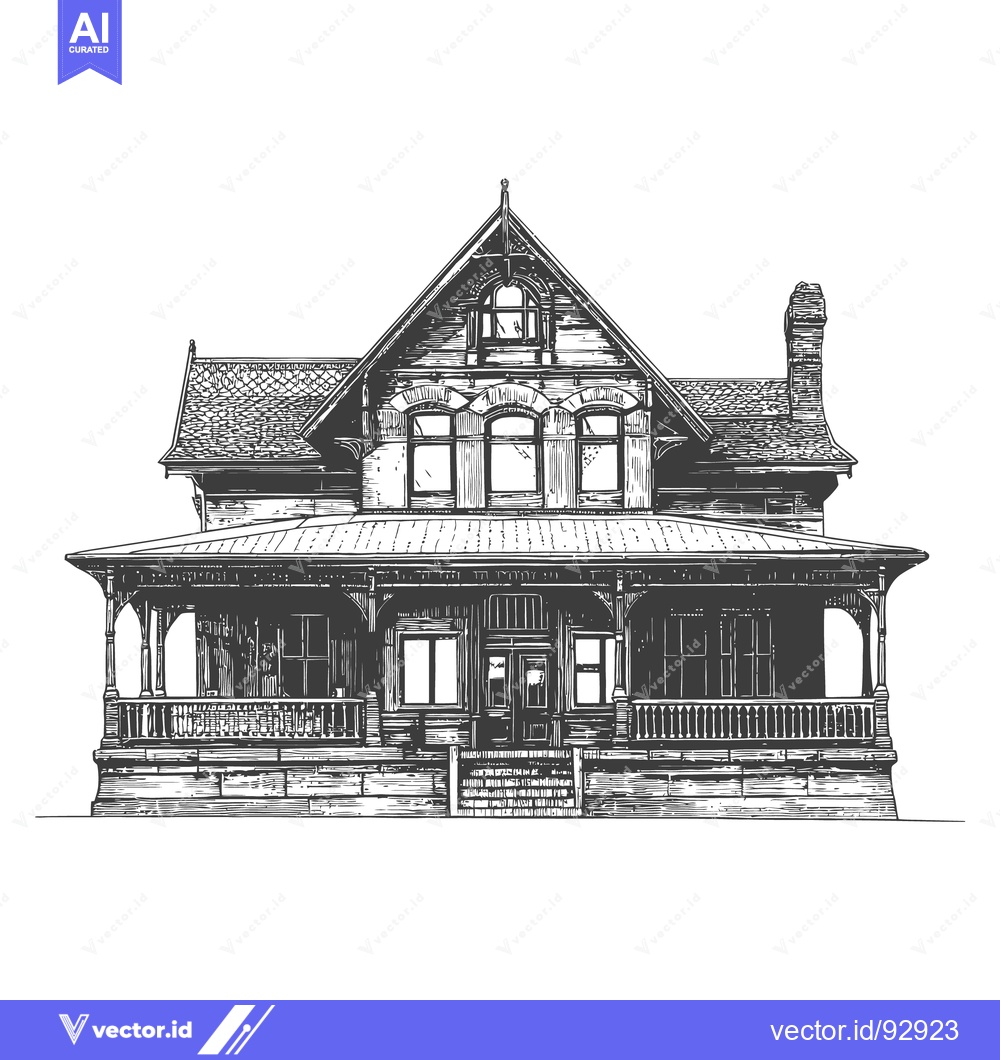 Premium Vector dari A detailed illustration depicting a classic vintage style home