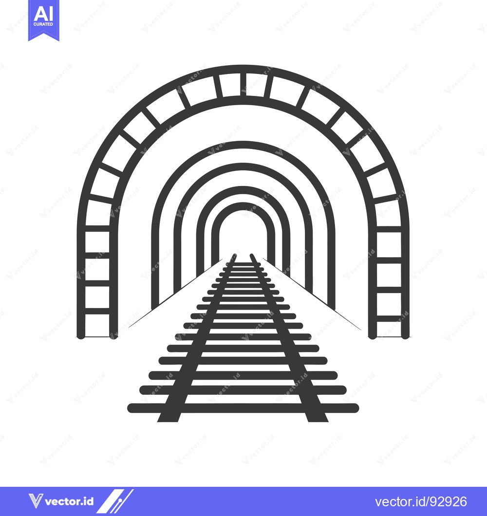 Premium Vector of Railroad Tracks Leading Into a Tunnel with Multiple Arcs