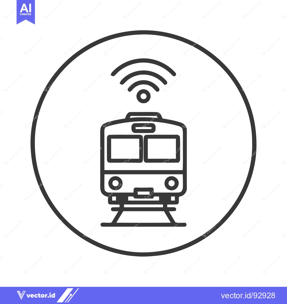 Premium Vector of Modern Train with WiFi Icon in Circular Frame, Minimalist Design