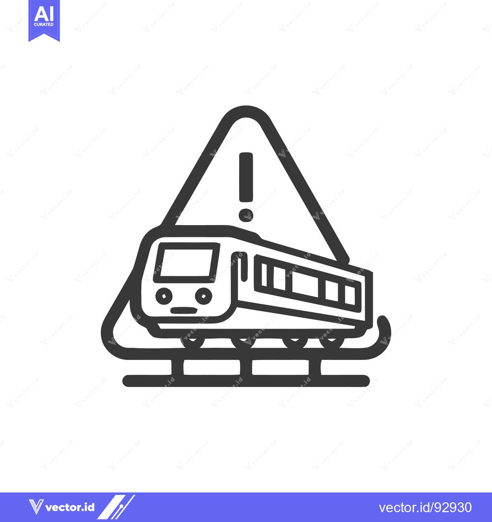 Premium Vector dari Train Warning Sign Icon: Modern Public Transit Hazard Symbol in Black