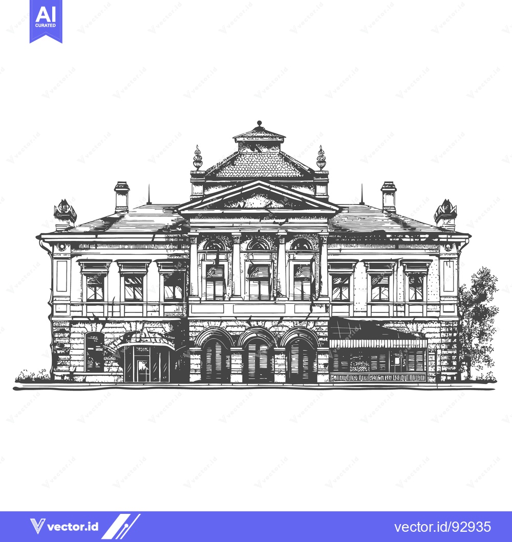 Premium Vector dari Detailed pen and ink illustration of a grand historic building