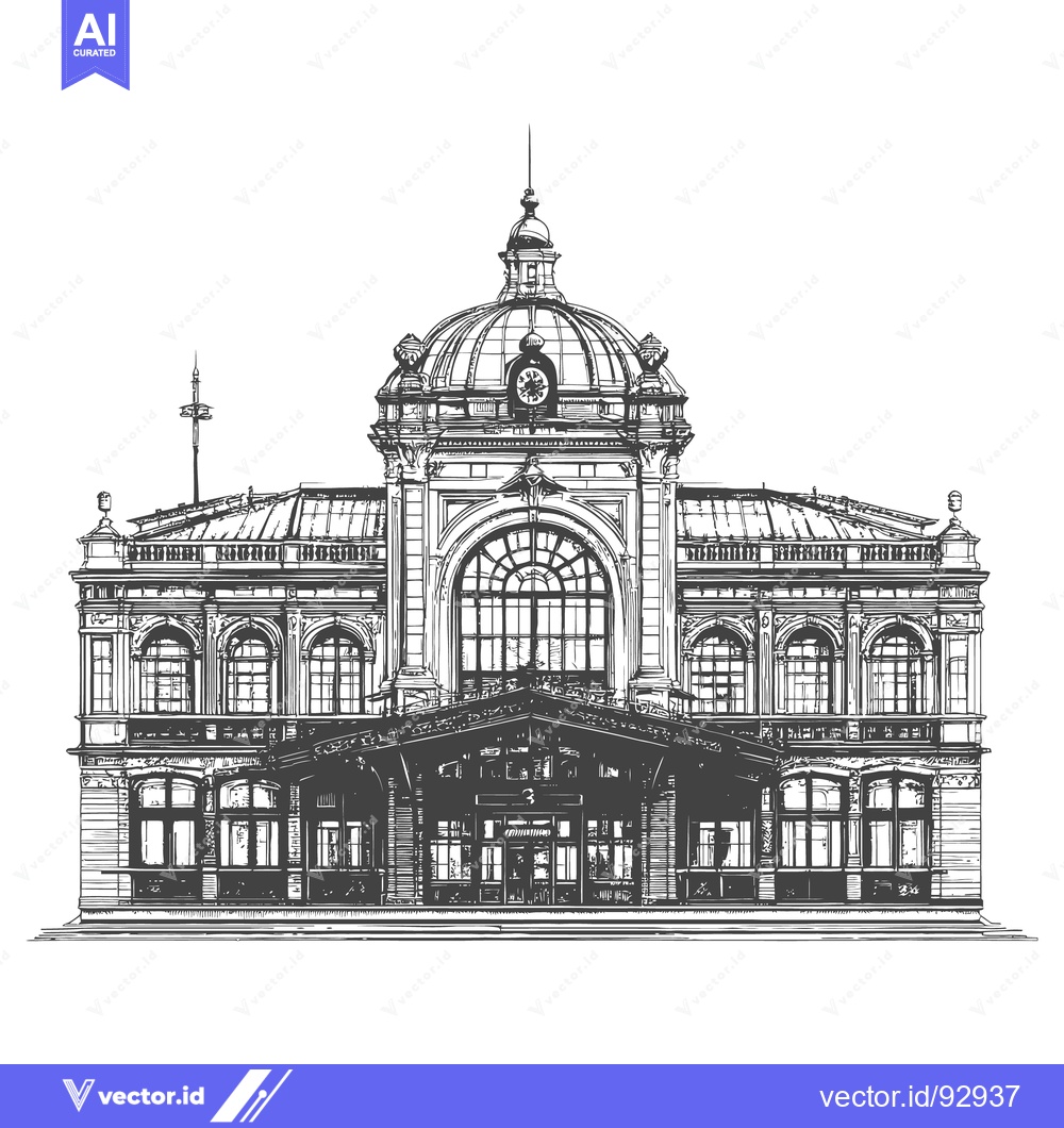 Premium Vector dari An ornate classical architectural building with a large dome structure
