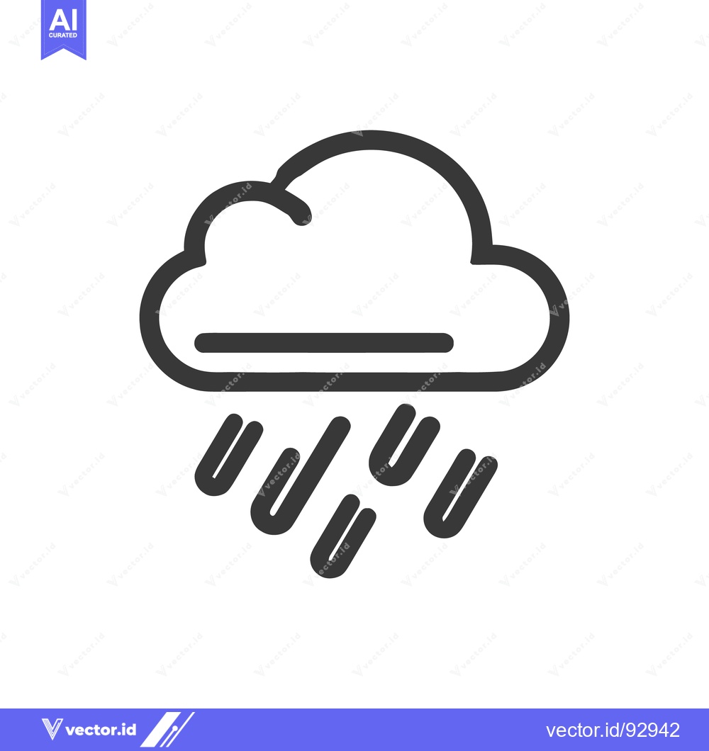 Premium Vector of Minimalist Rain Cloud Icon: Dark Gray, Isolated on White Background