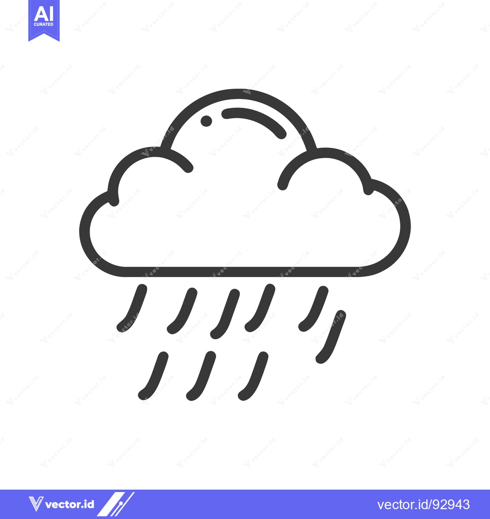 Premium Vector dari Minimalist Rain Cloud Icon: Weather Symbol with Droplets