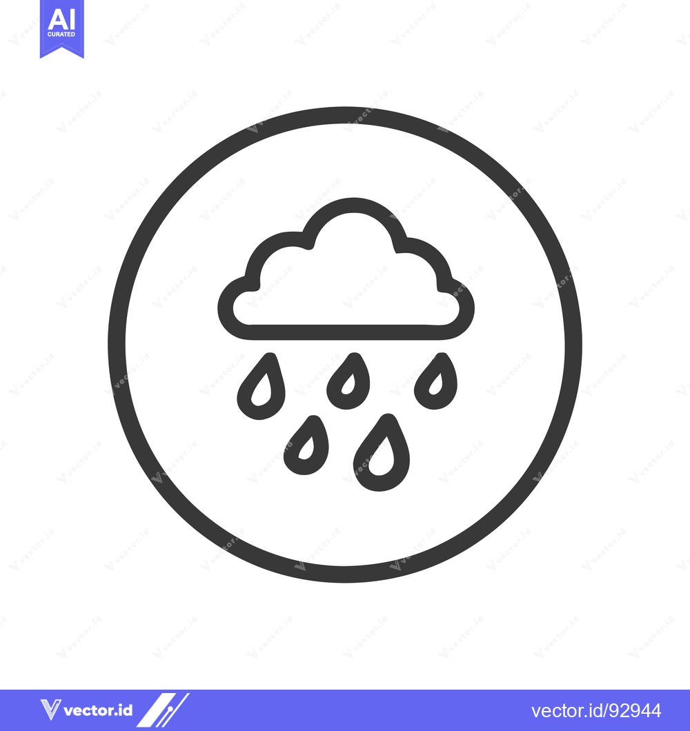 Premium Vector of Minimalist Rain Icon: Cloud with Droplets in Circle