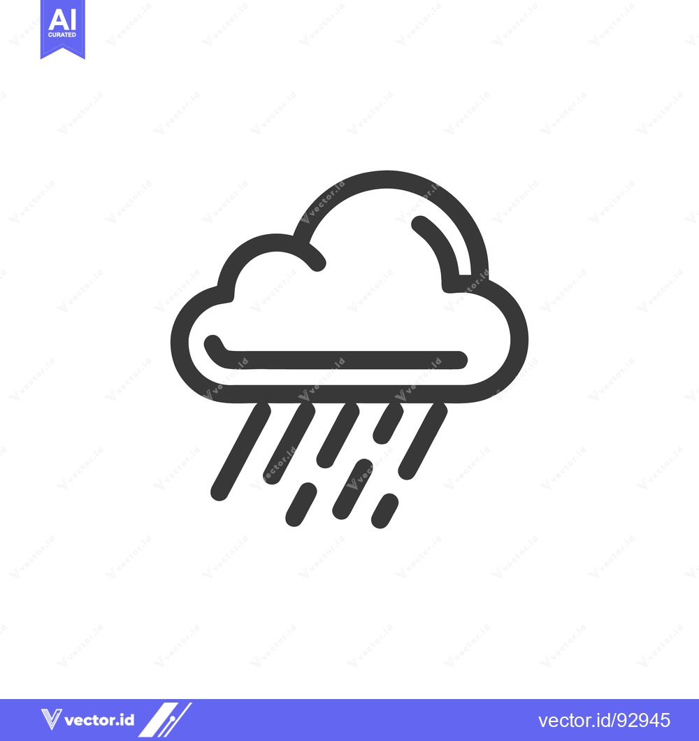 Premium Vector dari Minimalist Rain Cloud Icon: Dark Gray Outline on White Background