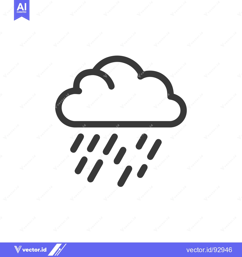 Premium Vector dari Simple Rain Cloud Icon: Dark Gray Outline on White Background, Weather
