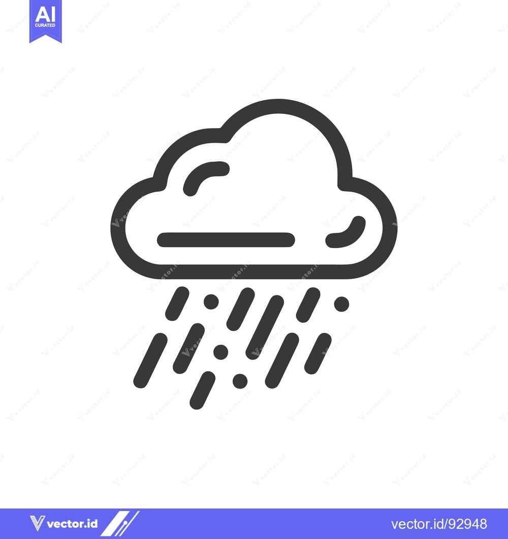Premium Vector of Minimalist Rain Cloud Icon: Weather Symbol with Droplets