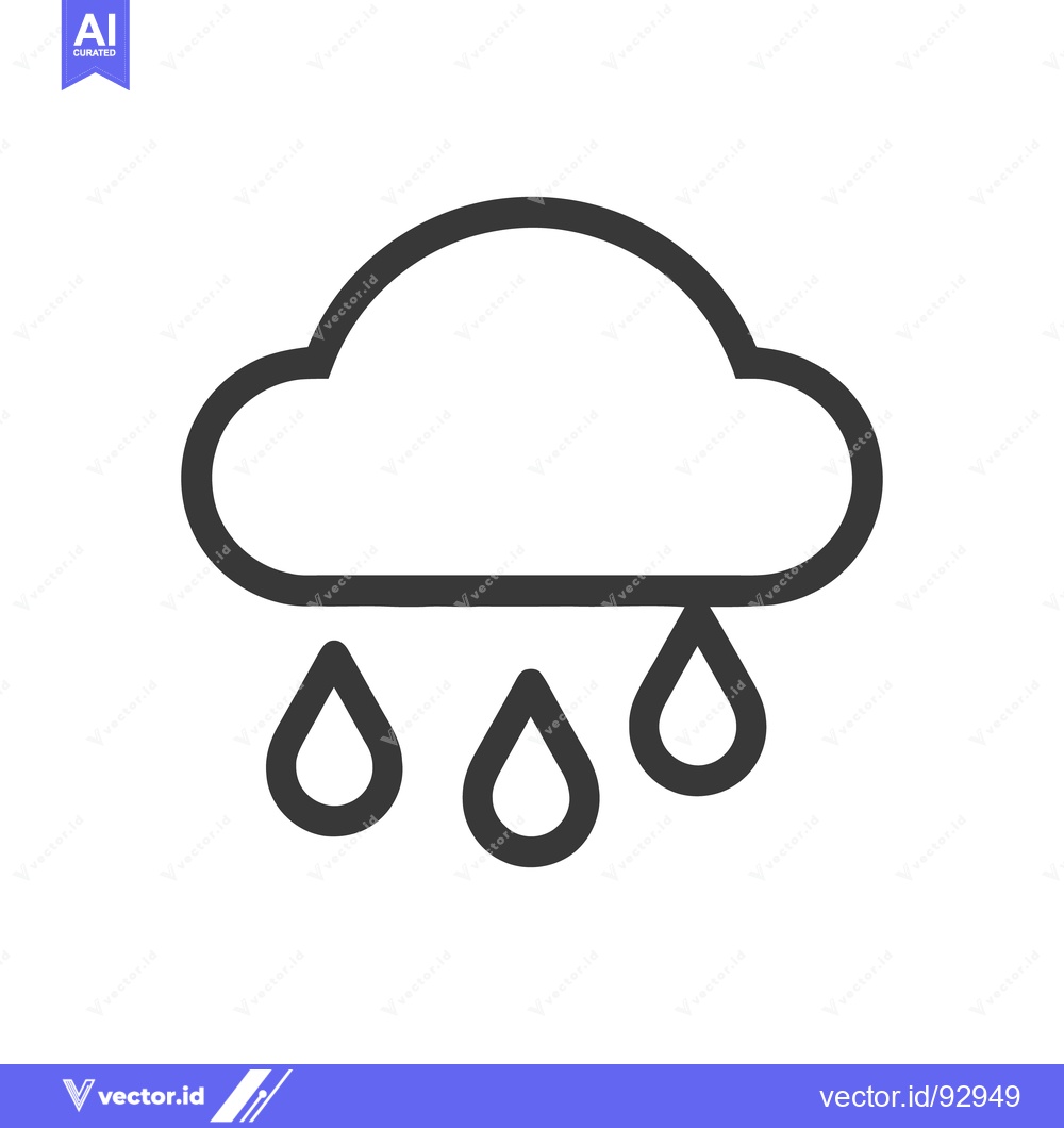 Premium Vector dari Minimalist Rain Cloud Icon with Three Droplets on White Background