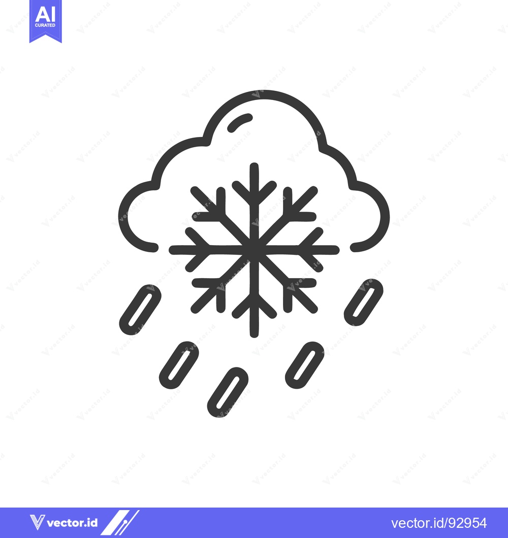Premium Vector dari Minimalist Icon: Cloud with Snowflake and Sleet, Weather Symbol