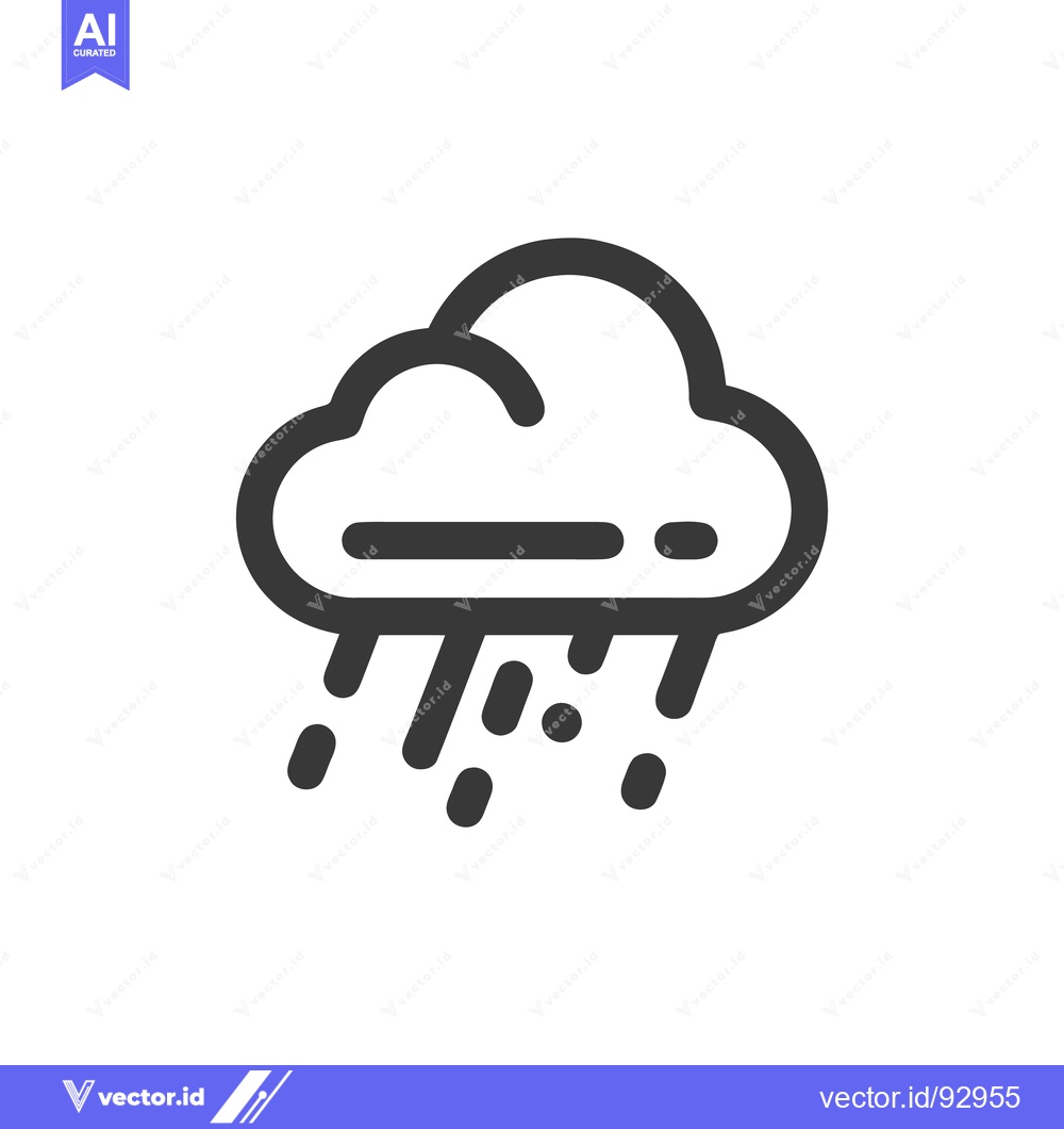Premium Vector dari Minimalist Weather Icon: Dark Cloud Bursting with Raindrops on White