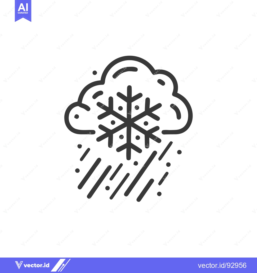 Premium Vector of Minimalist Snowfall Icon: Cloud, Snowflake, and Rain Illustration