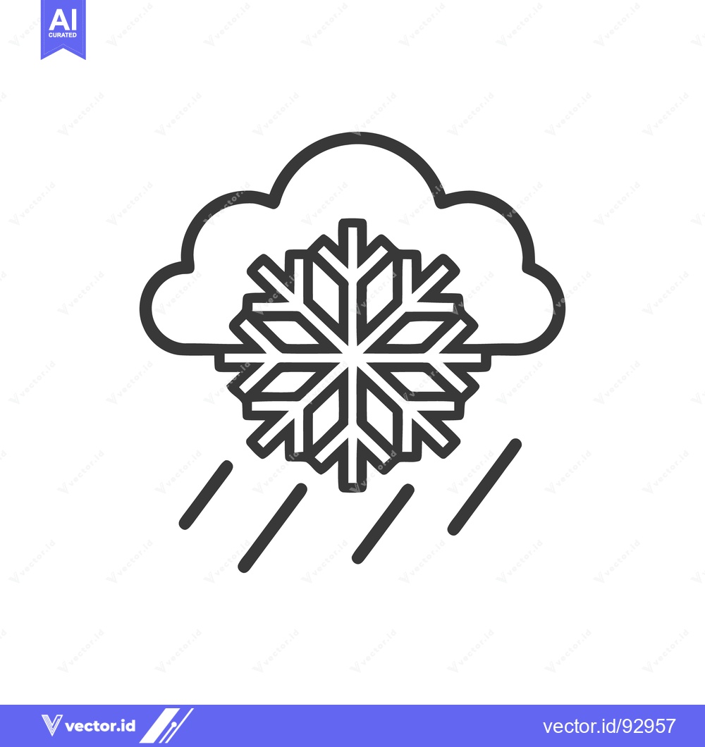 Premium Vector dari Minimalist Icon of Snow Cloud with Falling Snowflake Rain