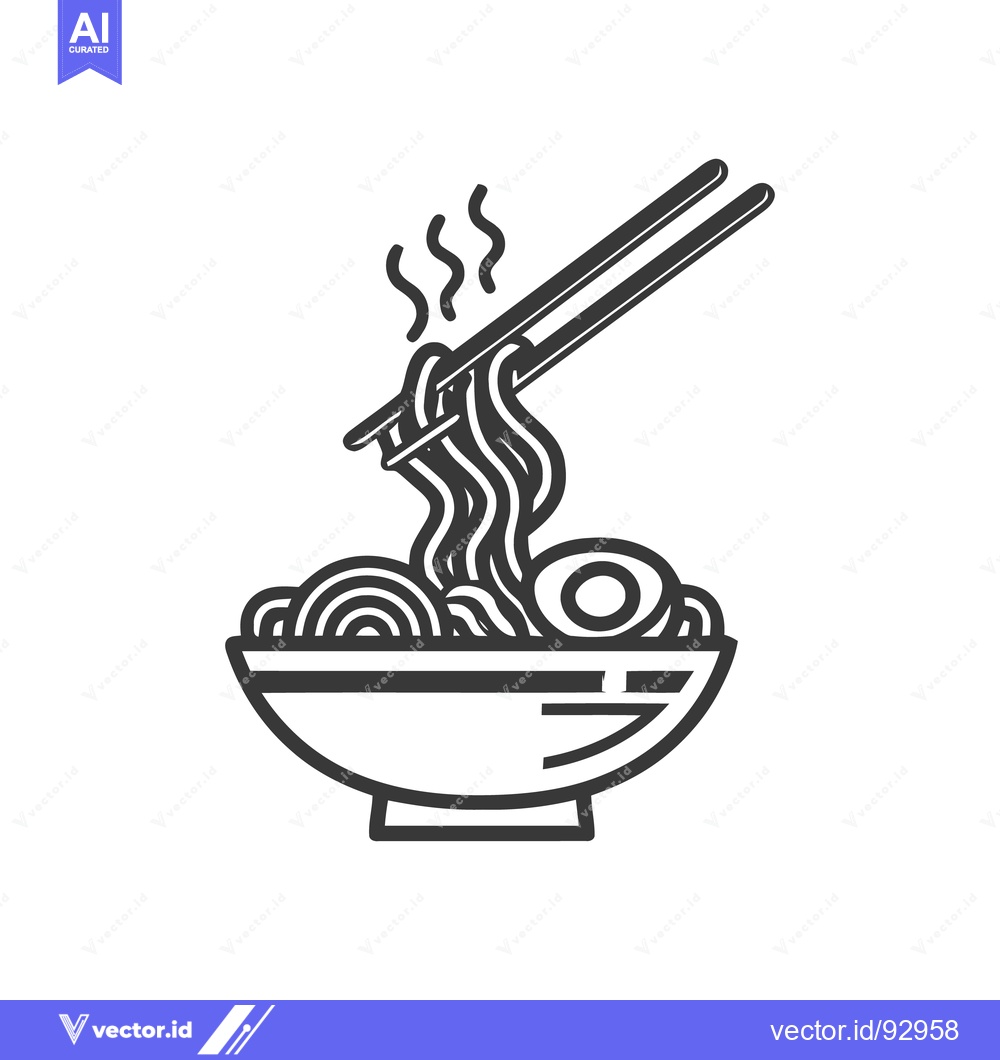 Premium Vector of Minimalist Ramen Bowl Illustration with Chopsticks and Steam