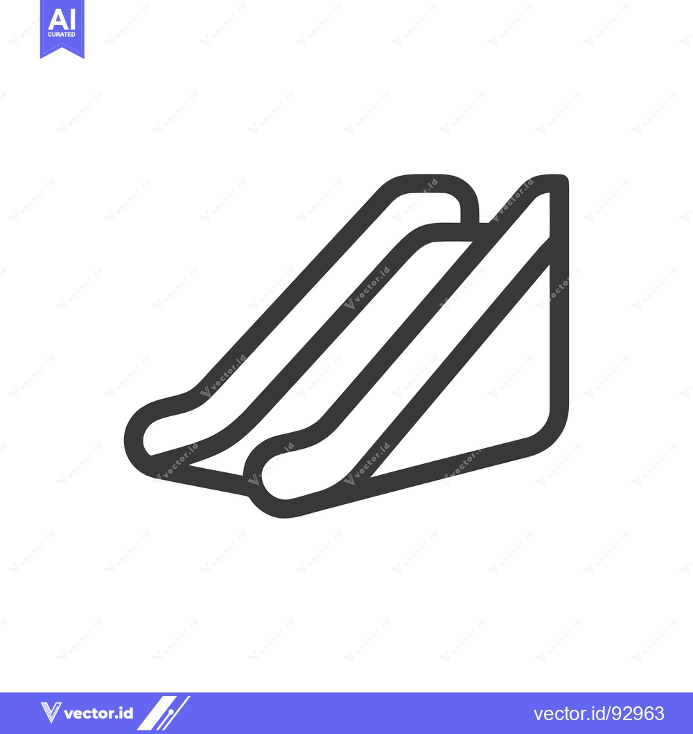 Premium Vector dari Escalator Icon: Minimalist Black Outline on White Background, Modern D