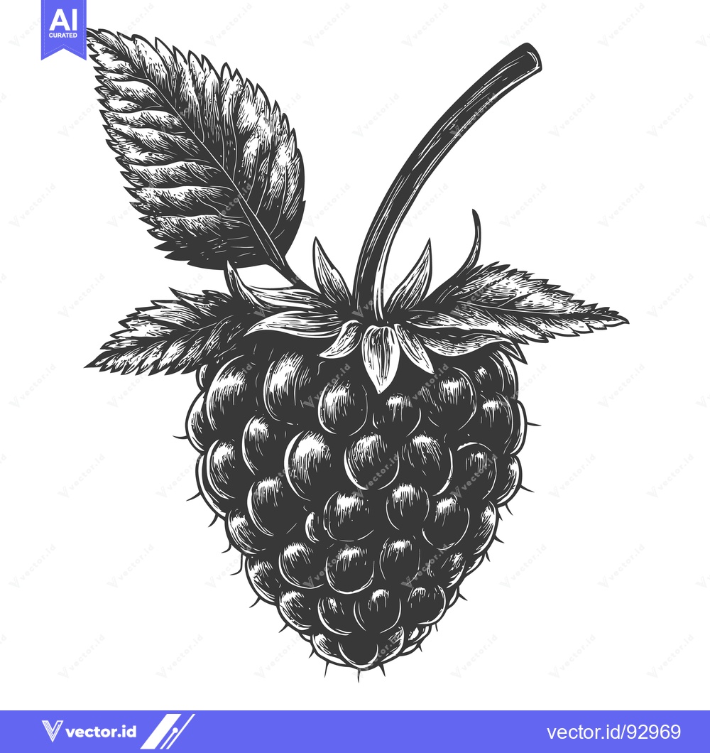 Premium Vector dari A detailed hand drawn illustration of a ripe berry plant