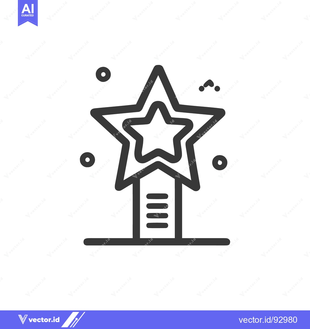 Premium Vector dari Minimalist Star Trophy Icon with Geometric Accents, Black and White De