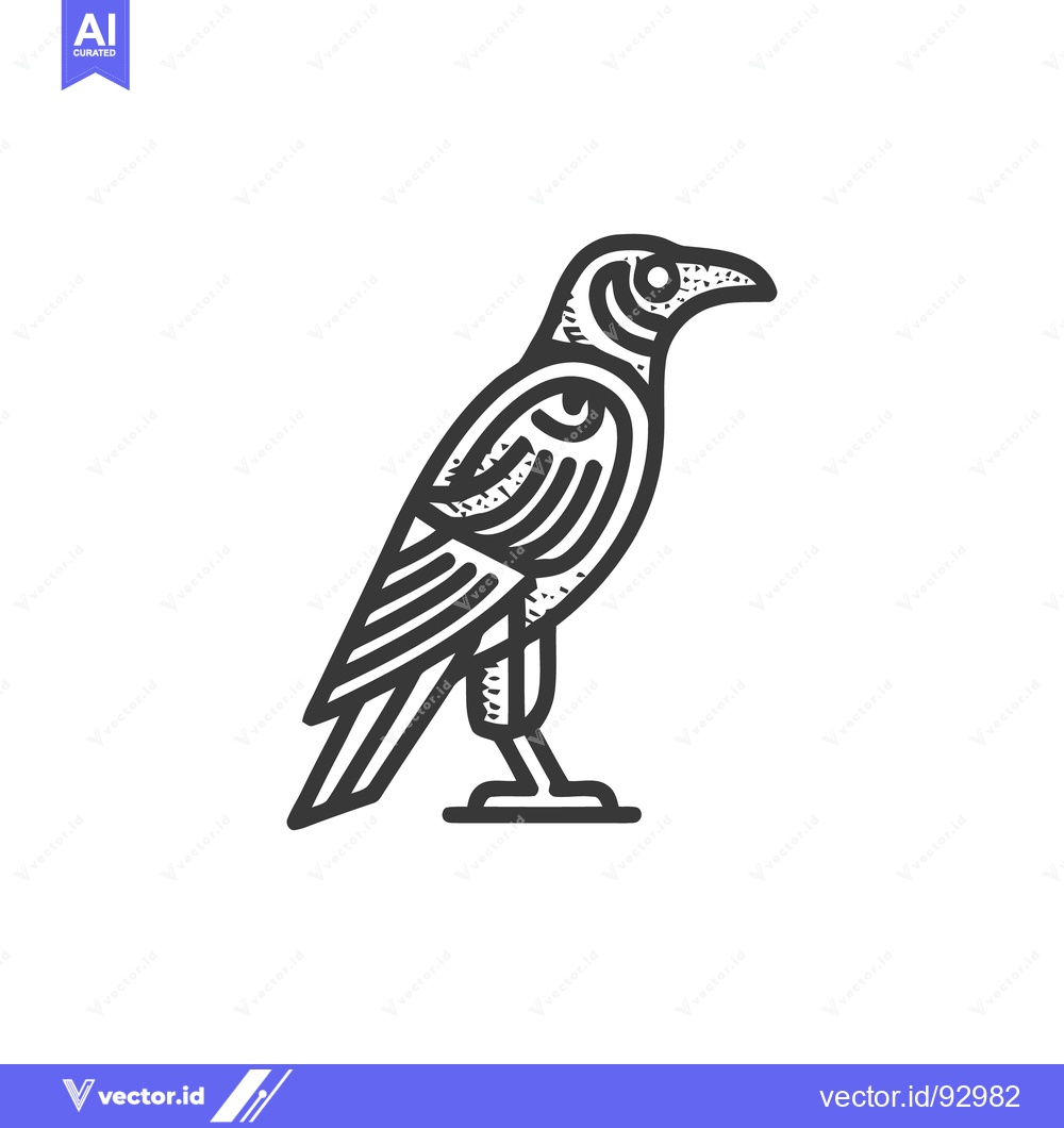 Premium Vector dari Stylized Raven Illustration: Bold Lines, Minimalist Design on White