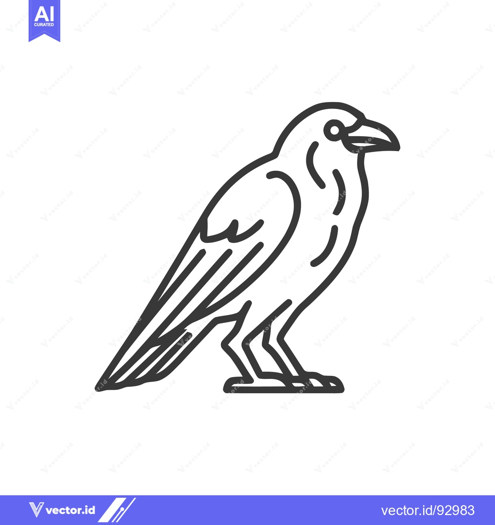 Premium Vector dari Minimalist Raven Illustration: Bold Outline, Striking Simplicity, Isol