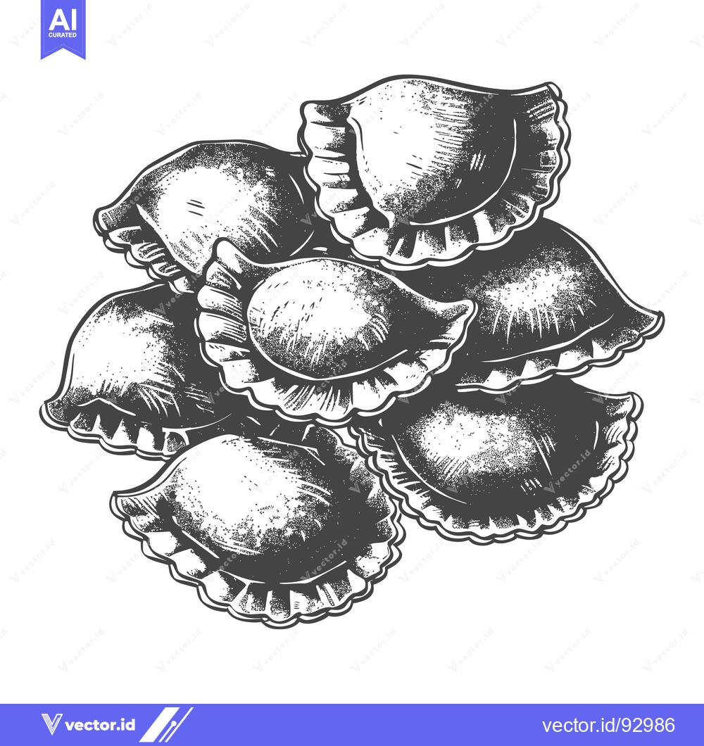 Premium Vector of A monochrome illustration of a stack of savory dumplings