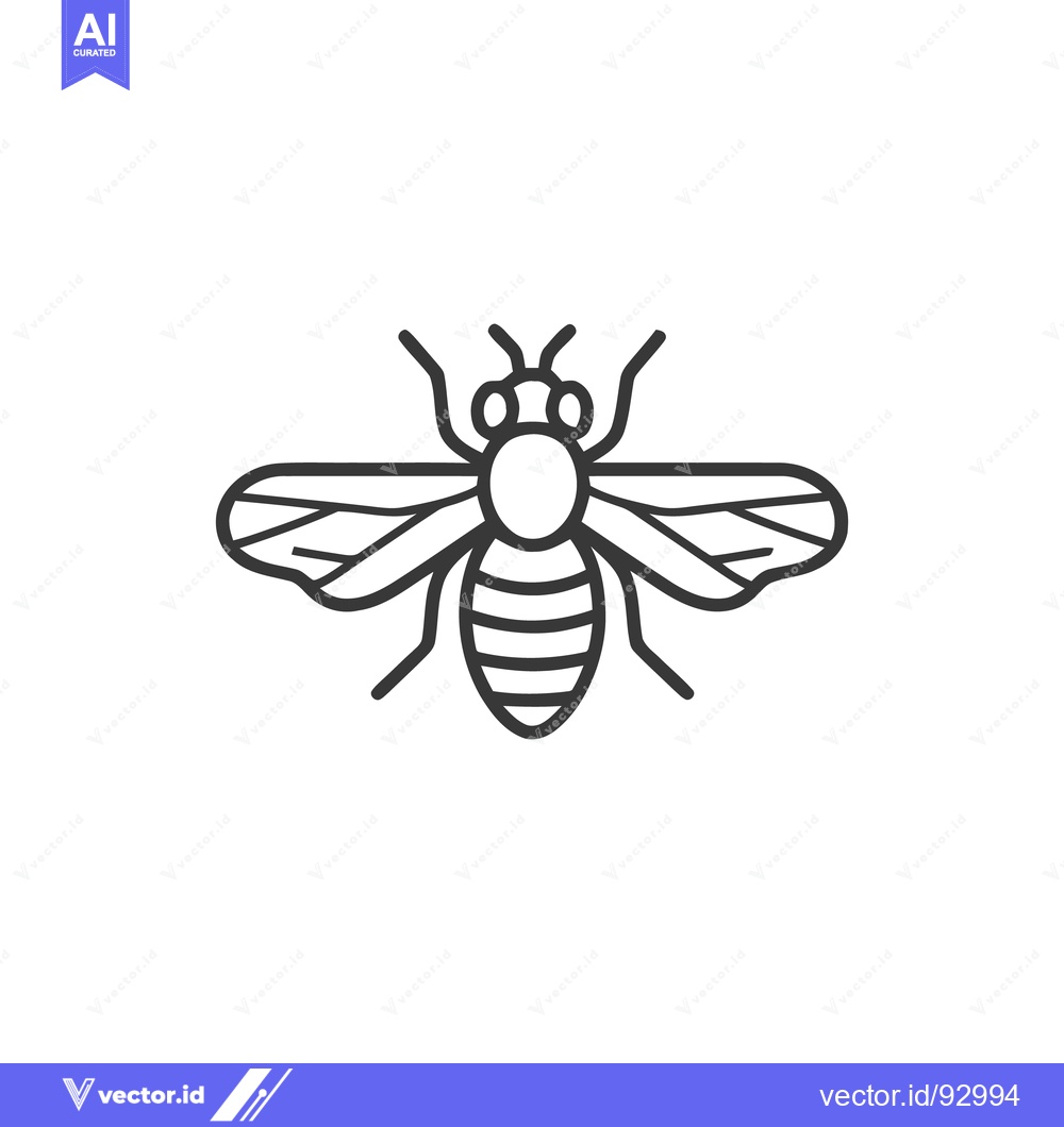 Premium Vector of Minimalist Bee Illustration: Clean Lines, Bold Design, Insect Iconogra