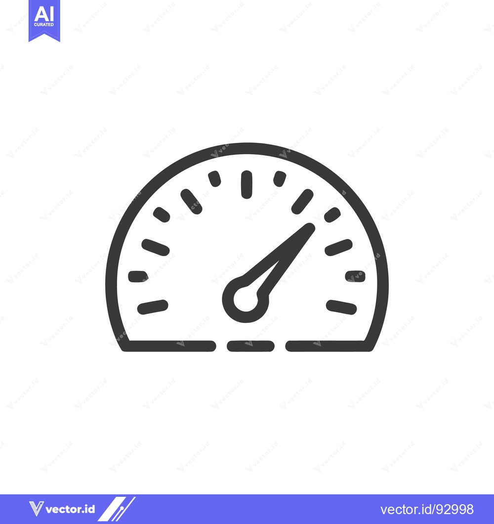 Premium Vector of Minimalist Speedometer Icon: Bold Outline, Precise Gauge Design on Whi