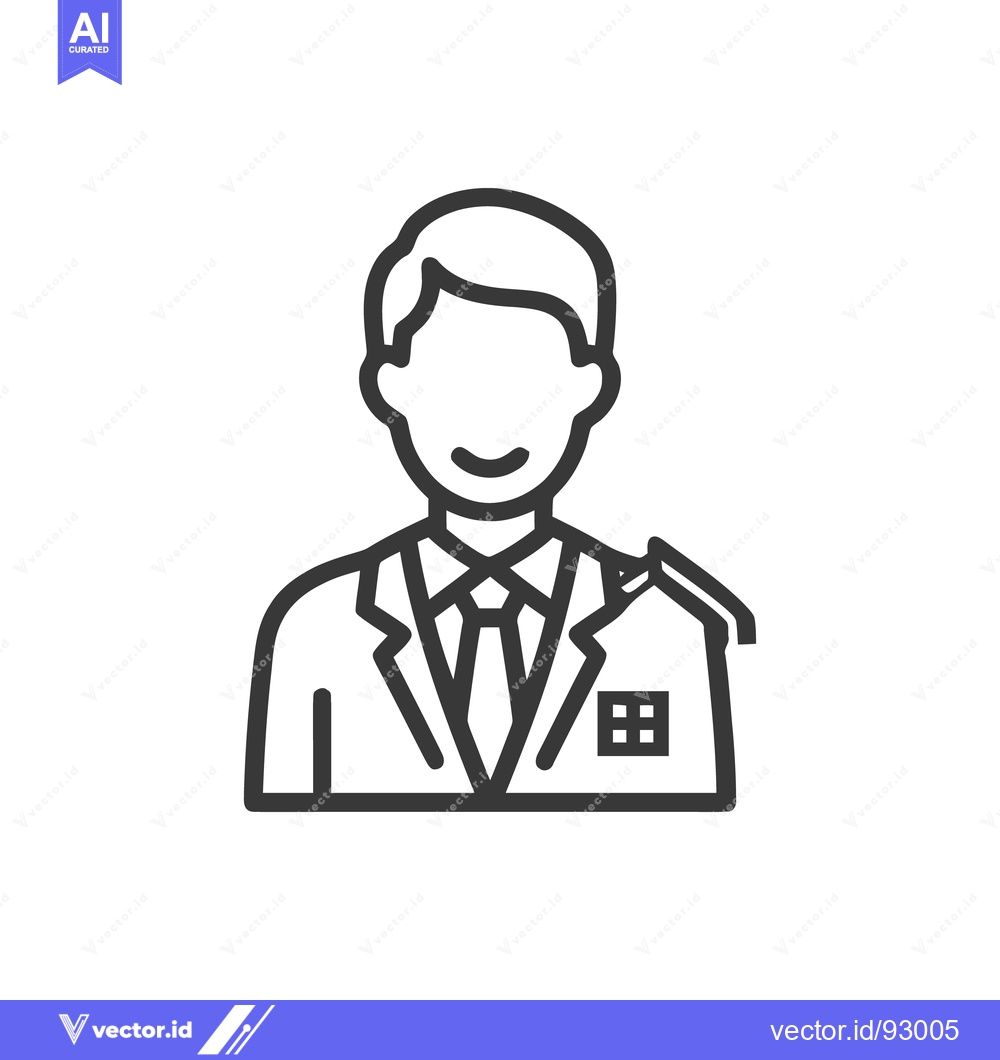 Premium Vector dari Real Estate Agent Icon with House Outline, Professional Service Symbol