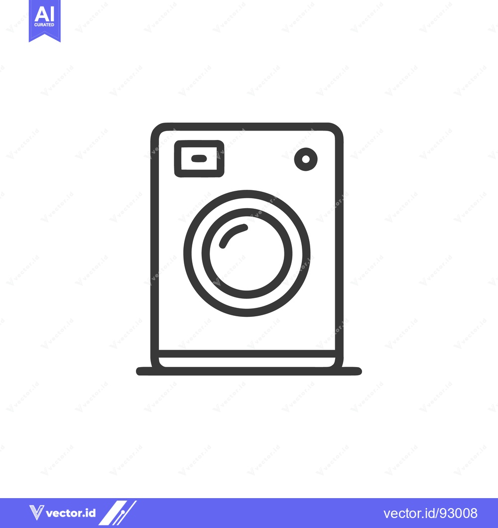 Premium Vector dari Minimalist Washing Machine Icon: Clean Laundry Symbol in Line Art Styl