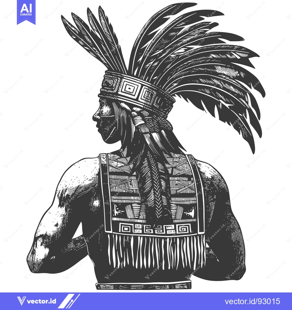 Premium Vector dari Rear View of a Native American Man in Traditional Headdress