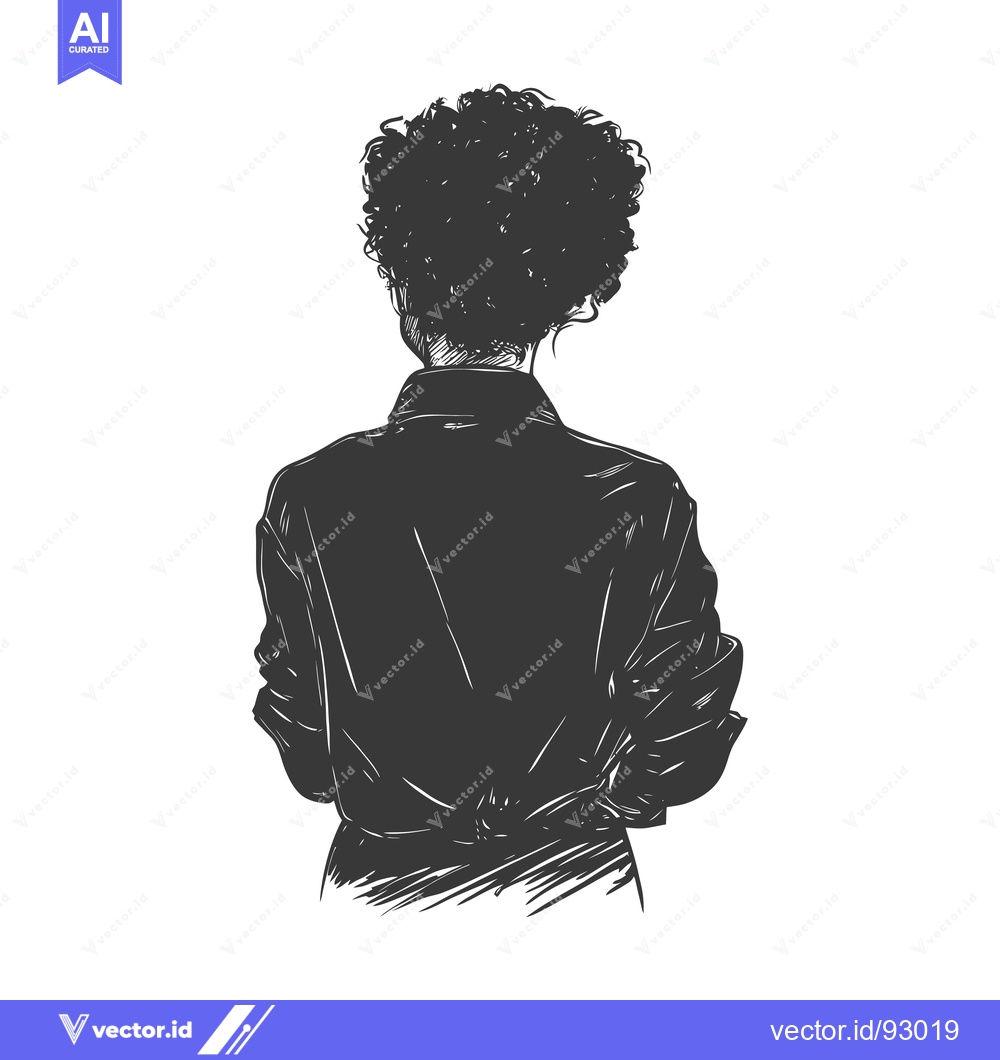 Premium Vector dari Rear View of a Woman with Curly Hair