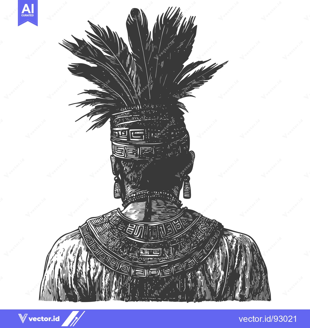 Premium Vector of Rear View of Indigenous Person Wearing Traditional Headwear and Jewelr