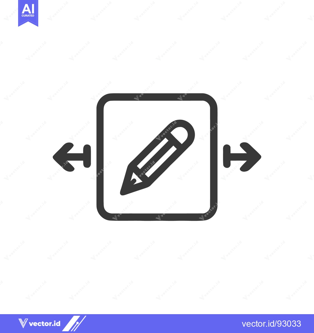 Premium Vector dari Editable Content Icon: Pencil Inside Square with Resize Arrows