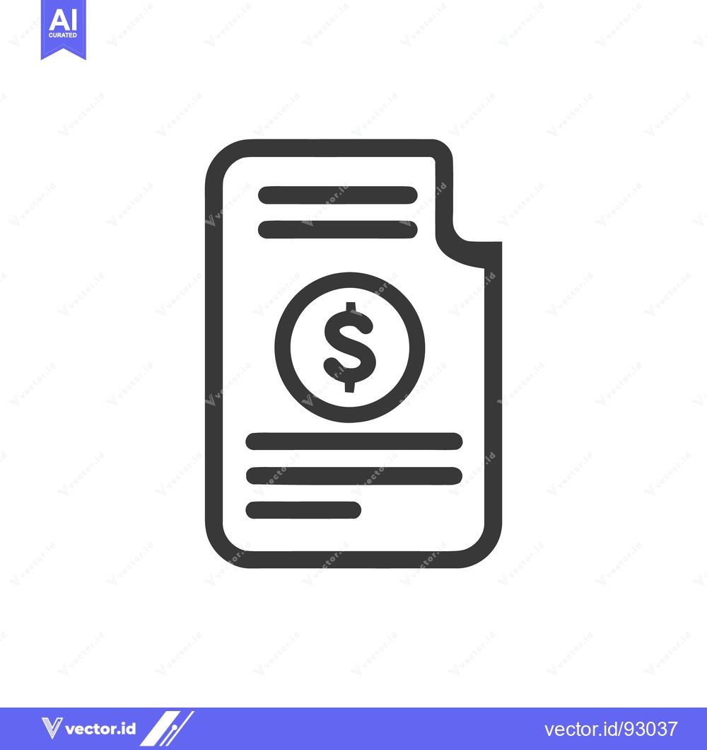 Premium Vector dari Financial Document Icon with Dollar Sign, Black and White