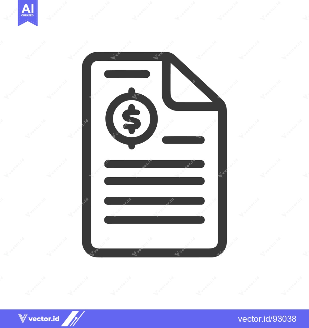 Premium Vector dari Financial Document Icon: Dollar Sign on Paper with Rounded Corners, Bl