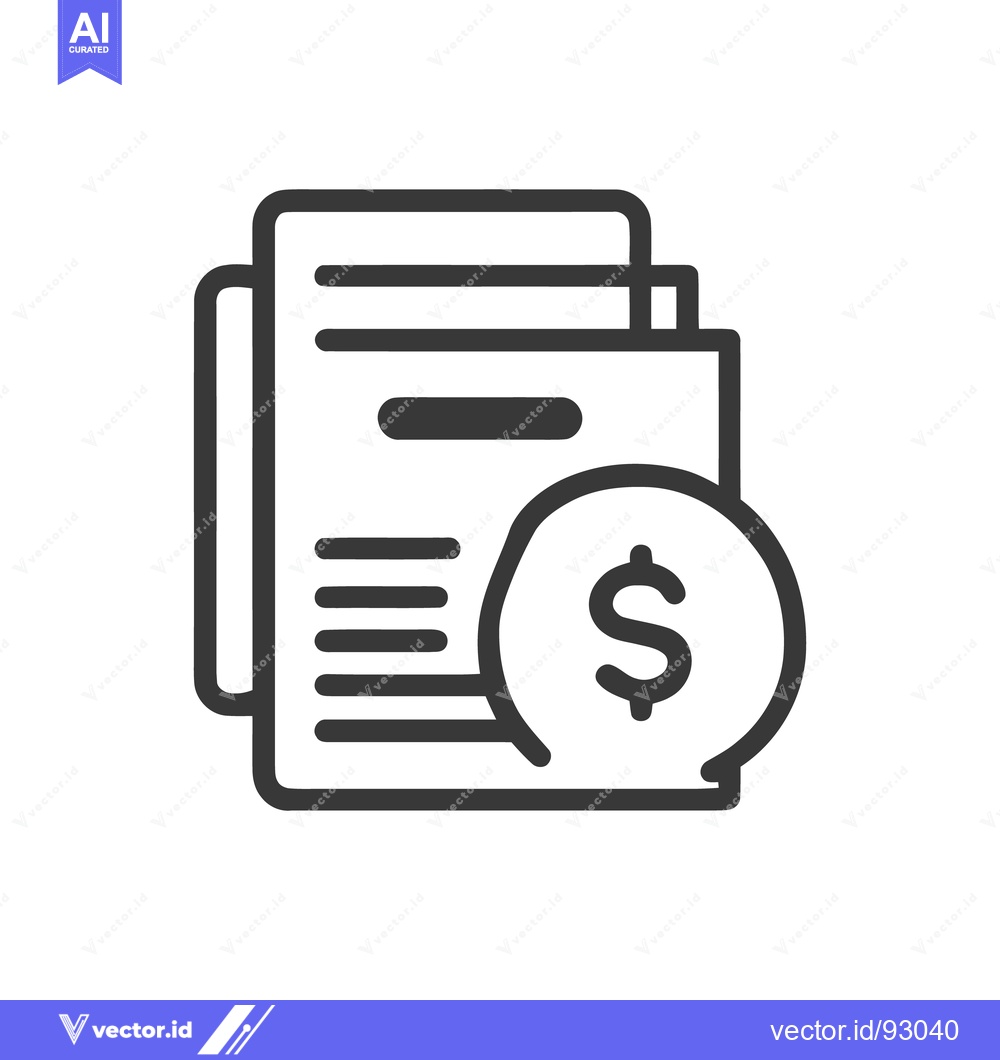 Premium Vector dari Financial Documents with Dollar Sign Icon, Business Accounting Symbol