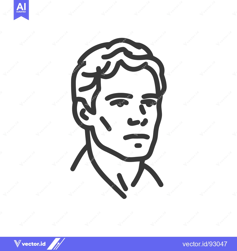 Premium Vector of Minimalist Line Art Portrait of a Young Man with Wavy Hair