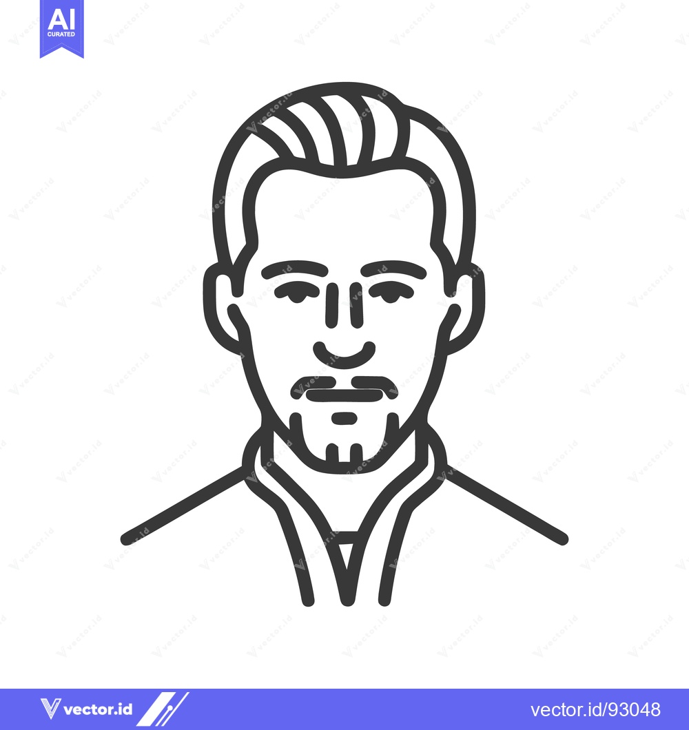 Premium Vector dari Minimalist Line Art Portrait of a Man with Goatee and Stylish Hair