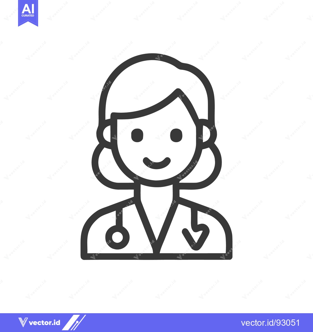 Premium Vector dari Minimalist Doctor Icon: Female Physician with Stethoscope Outline