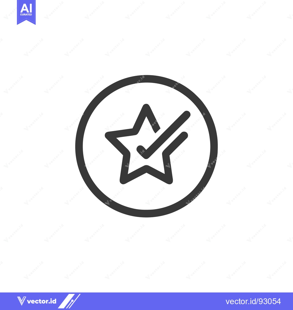 Premium Vector dari Star with Checkmark Icon Inside Circle, Minimalist Design, Dark Gray o
