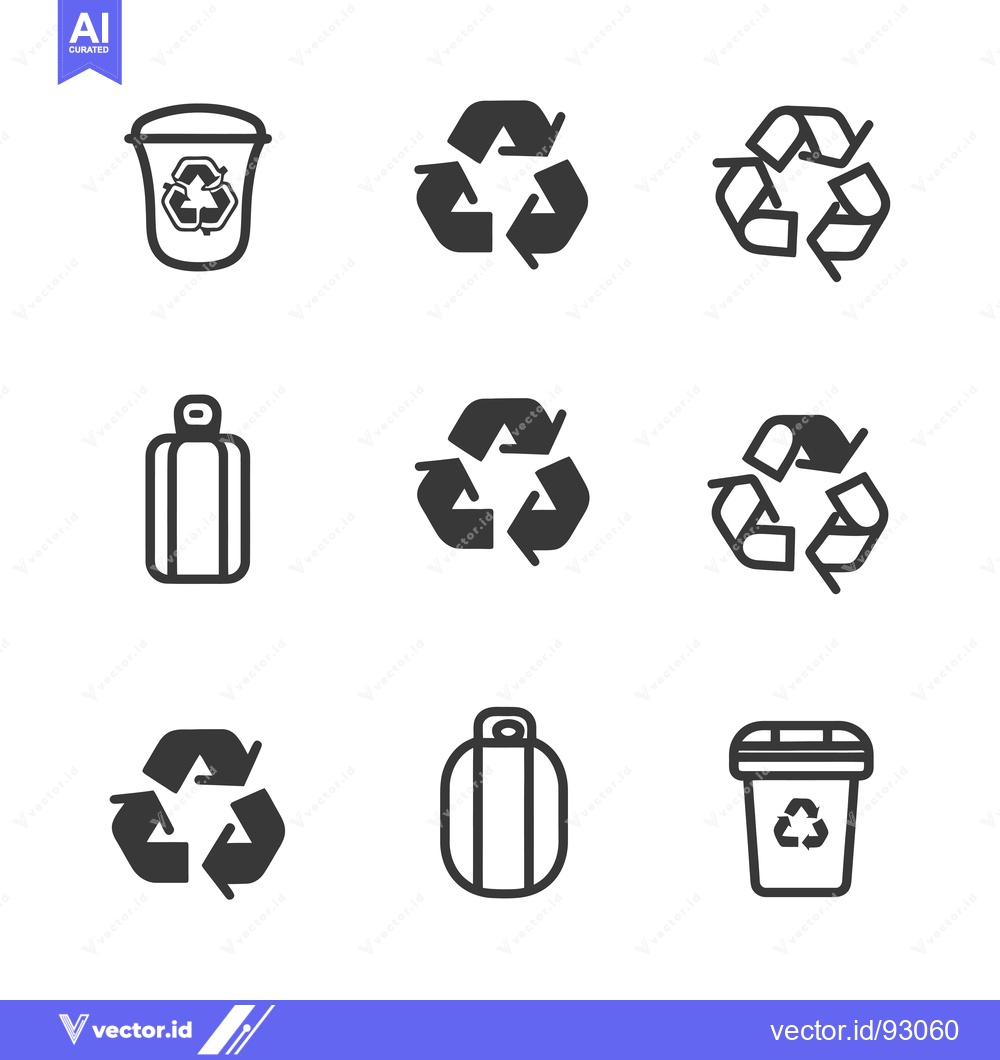 Premium Vector dari Recycle Bin, Recycle Symbol, and Recycling Container Icons