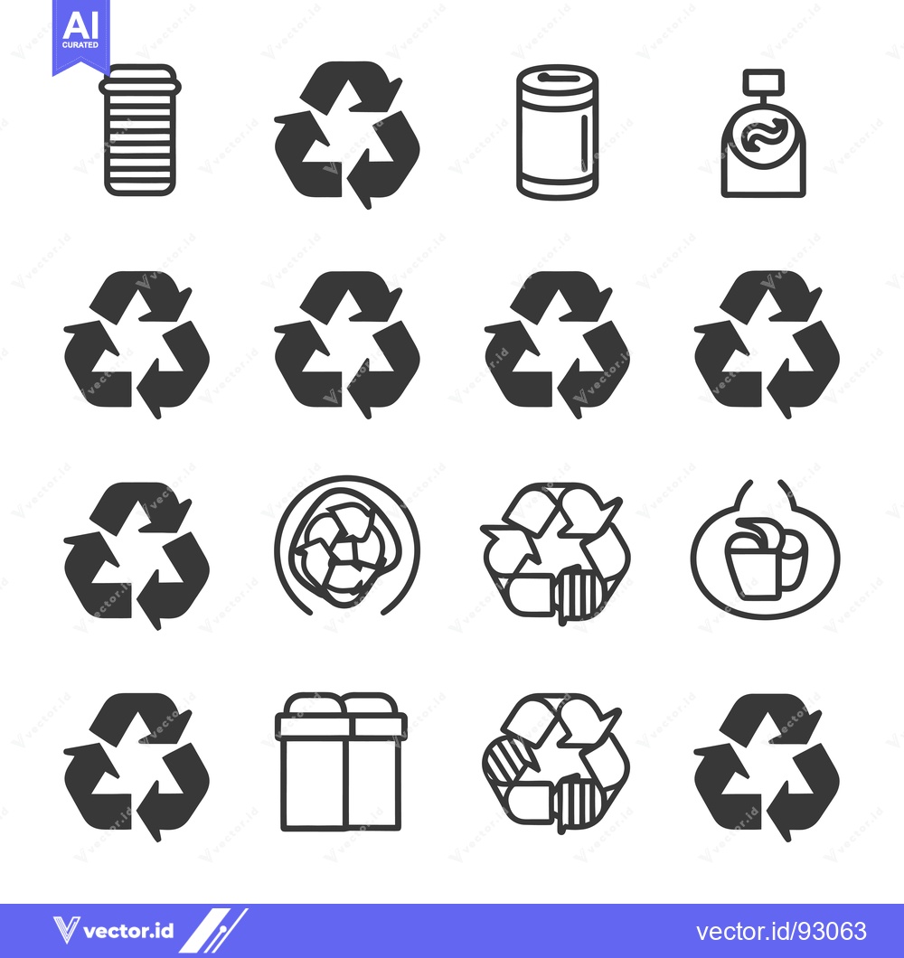 Premium Vector dari Recycling Symbol and Related Objects Icons Set