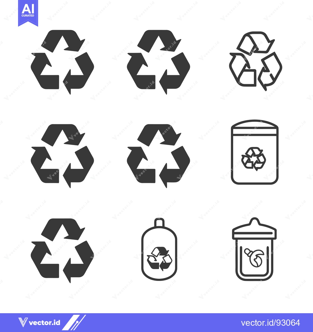 Premium Vector dari Recycling Symbols and Containers Collection