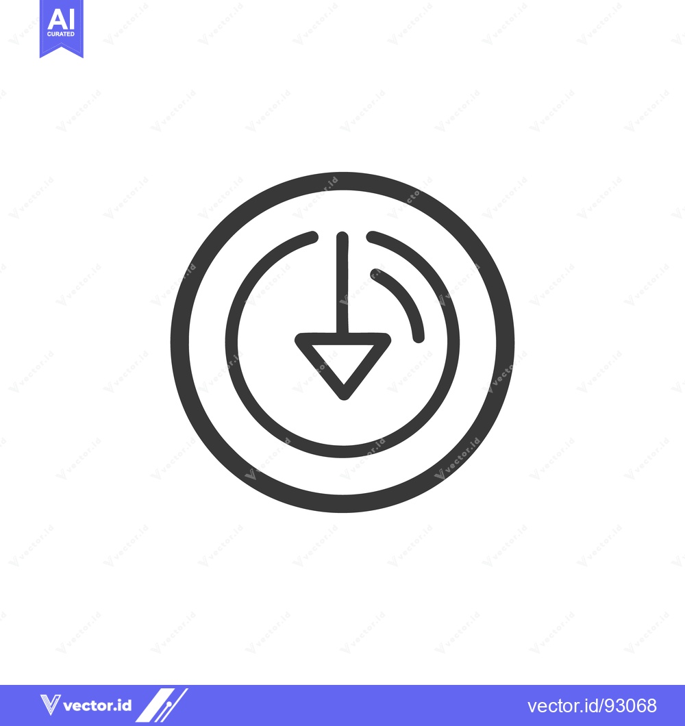 Premium Vector of Simple Downward Arrow Icon in Circular Design, Minimalist Style