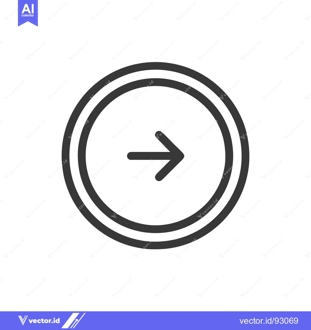 Premium Vector of Simple Right Arrow Icon in Double Circle, Minimalist Design