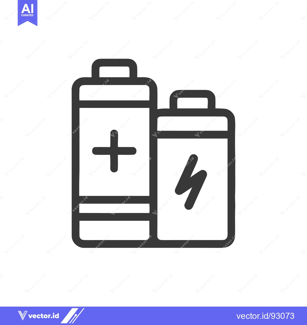 Premium Vector dari Battery Icon Duo: Power and Energy Symbolism in Bold Outline